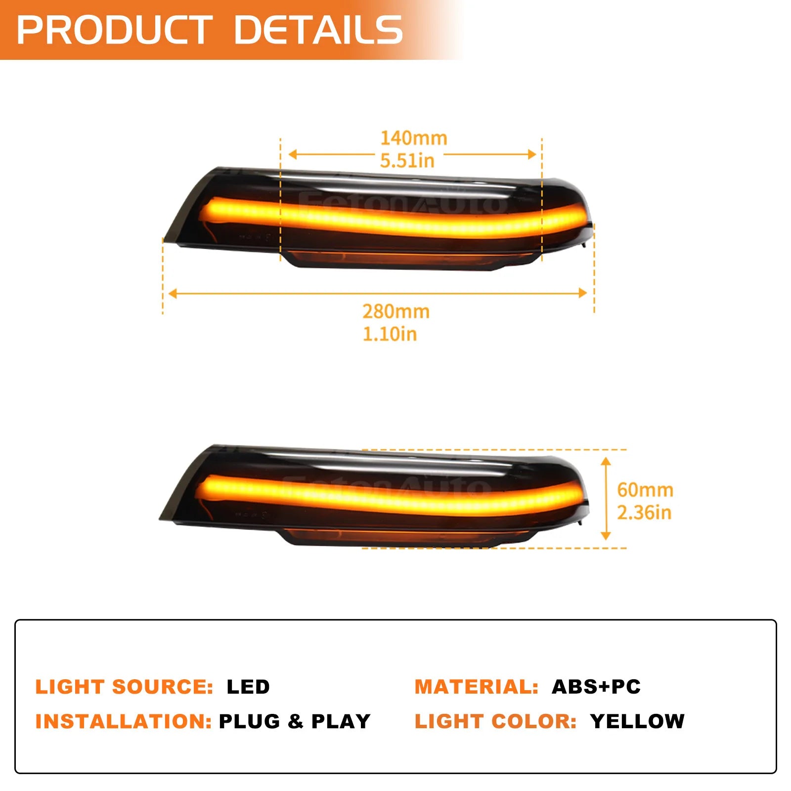 Dynamic Amber Steering Signal Led Light Rear View Mirror Indicating Flash For VW Volkswagen Touareg  7L 2002 2003 2004-2006