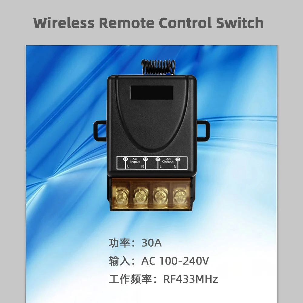 Wireless Remote Control Switch Motor Water Pump Wireless Switch Car Power Remote Control Switch 220V 30A