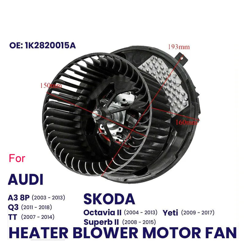 HVAC Heater Blower Motor Fan for VW Passat B6/B7, CC, Scirocco, Sharan, Tiguan & Touran (2005–2014)