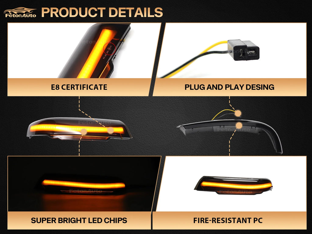 Dynamic Amber Steering Signal Led Light Rear View Mirror Indicating Flash For VW Volkswagen Touareg  7L 2002 2003 2004-2006