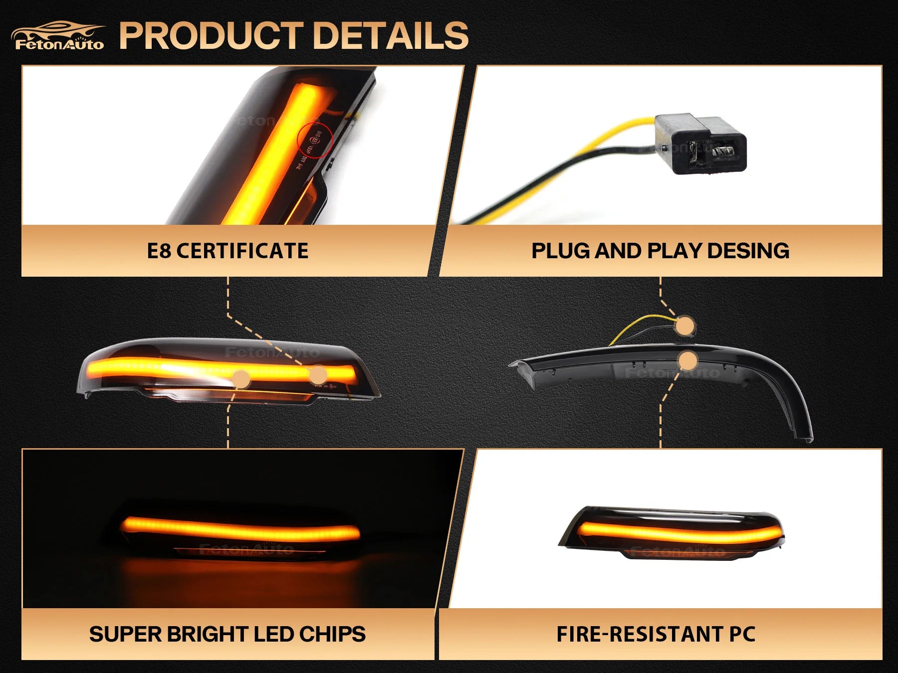 Dynamic Amber Steering Signal Led Light Rear View Mirror Indicating Flash For VW Volkswagen Touareg  7L 2002 2003 2004-2006