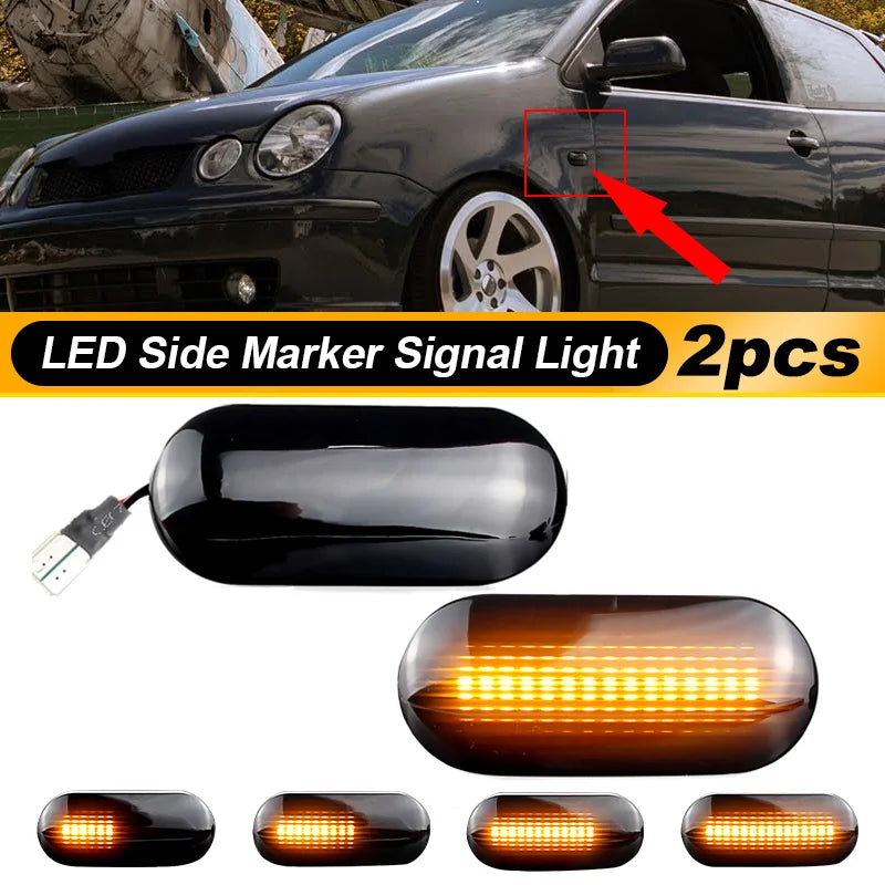 For Volkswagen VW Polo 1999 2000 2001 2002 2003 2004 2005 2006 2007 2008 2009 2010 2011 2012 2013 Led Dynamic Side Marker Light
