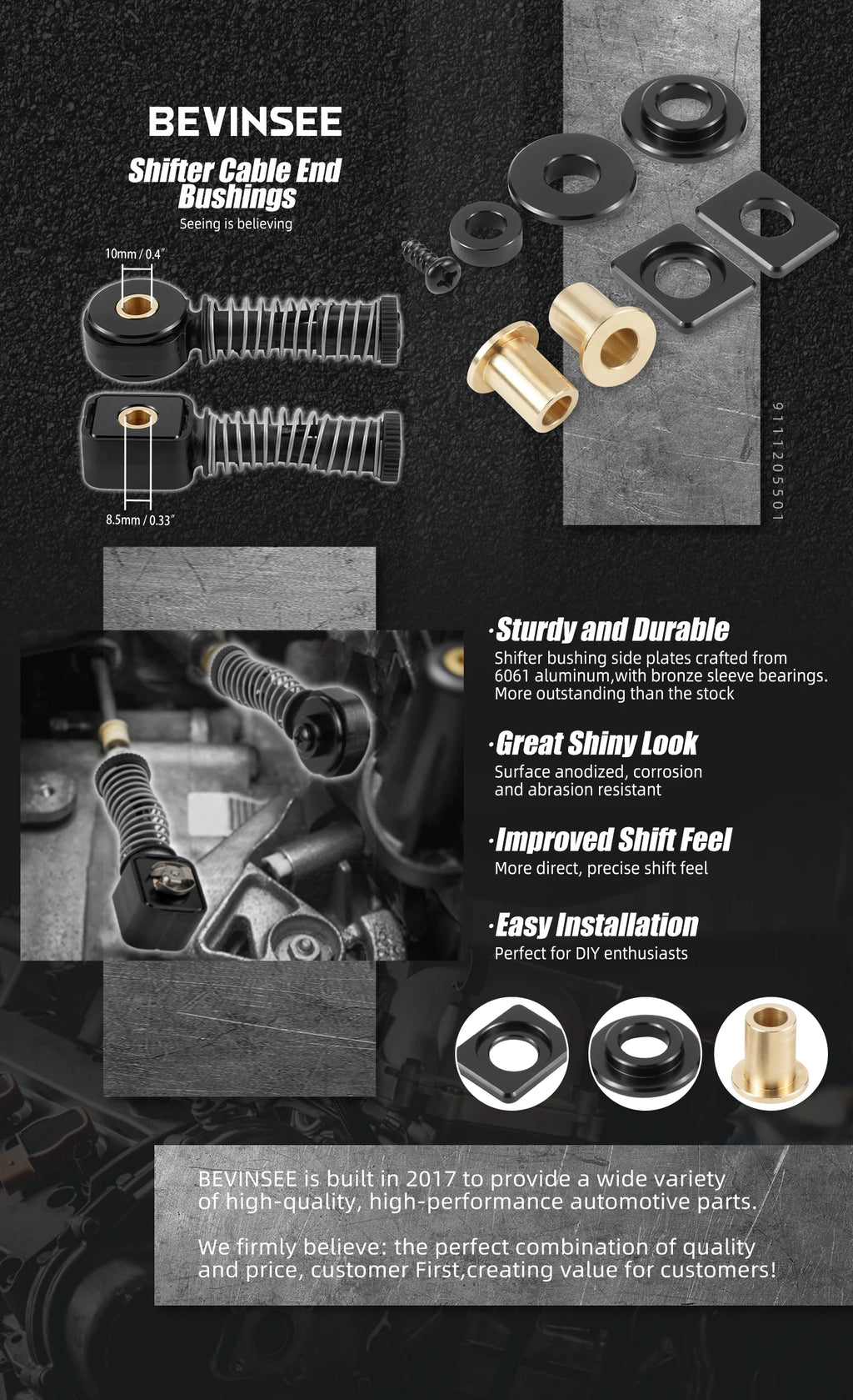 Solid Shifter Bushing Kit for 6-Speed Manual Gearbox MQ350 – VW Golf MK6/MK7 GTI, Passat & Audi A3