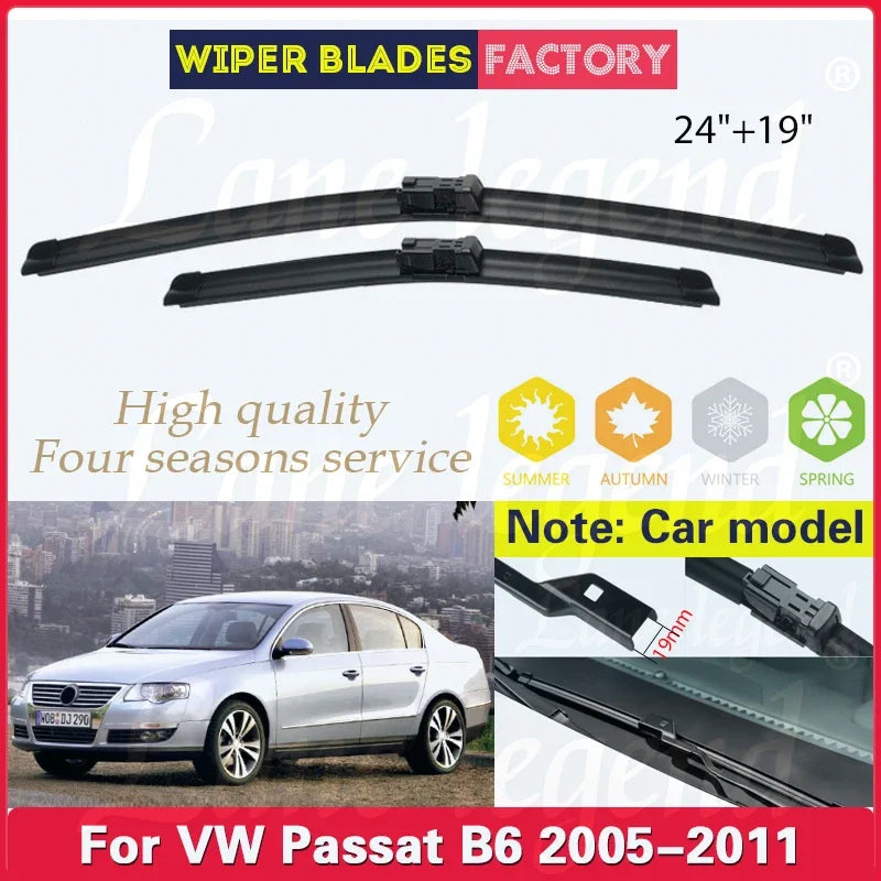Front Windscreen Wiper Blades 24″ + 19″ for VW Passat B6 (2005–2011)